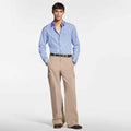 Bead-Embroidered Long-Sleeved Striped Shirt