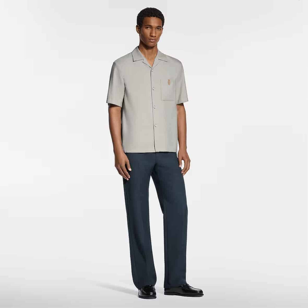 Short-Sleeved Silk, Cotton And Cashmere-Blend Open Collar Shirt