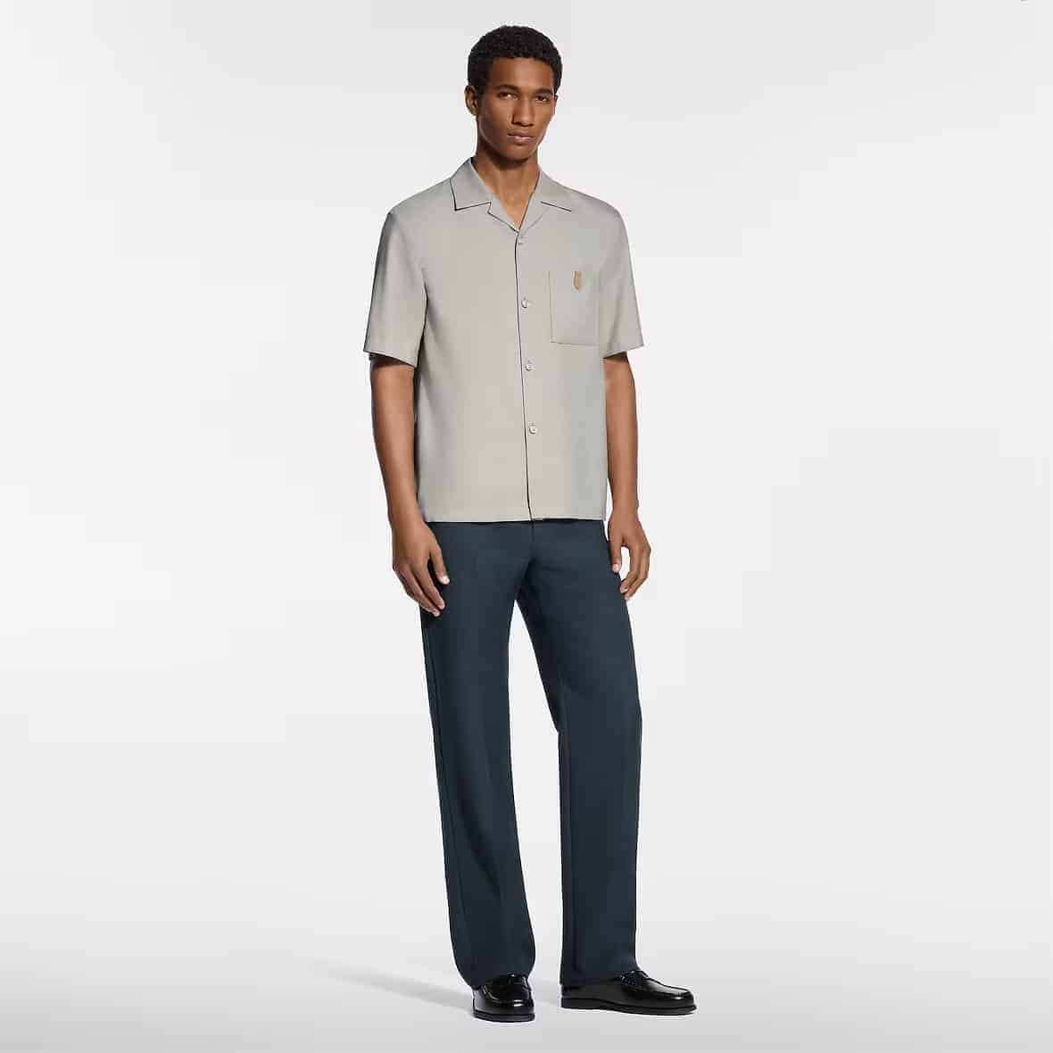 Short-Sleeved Silk, Cotton And Cashmere-Blend Open Collar Shirt