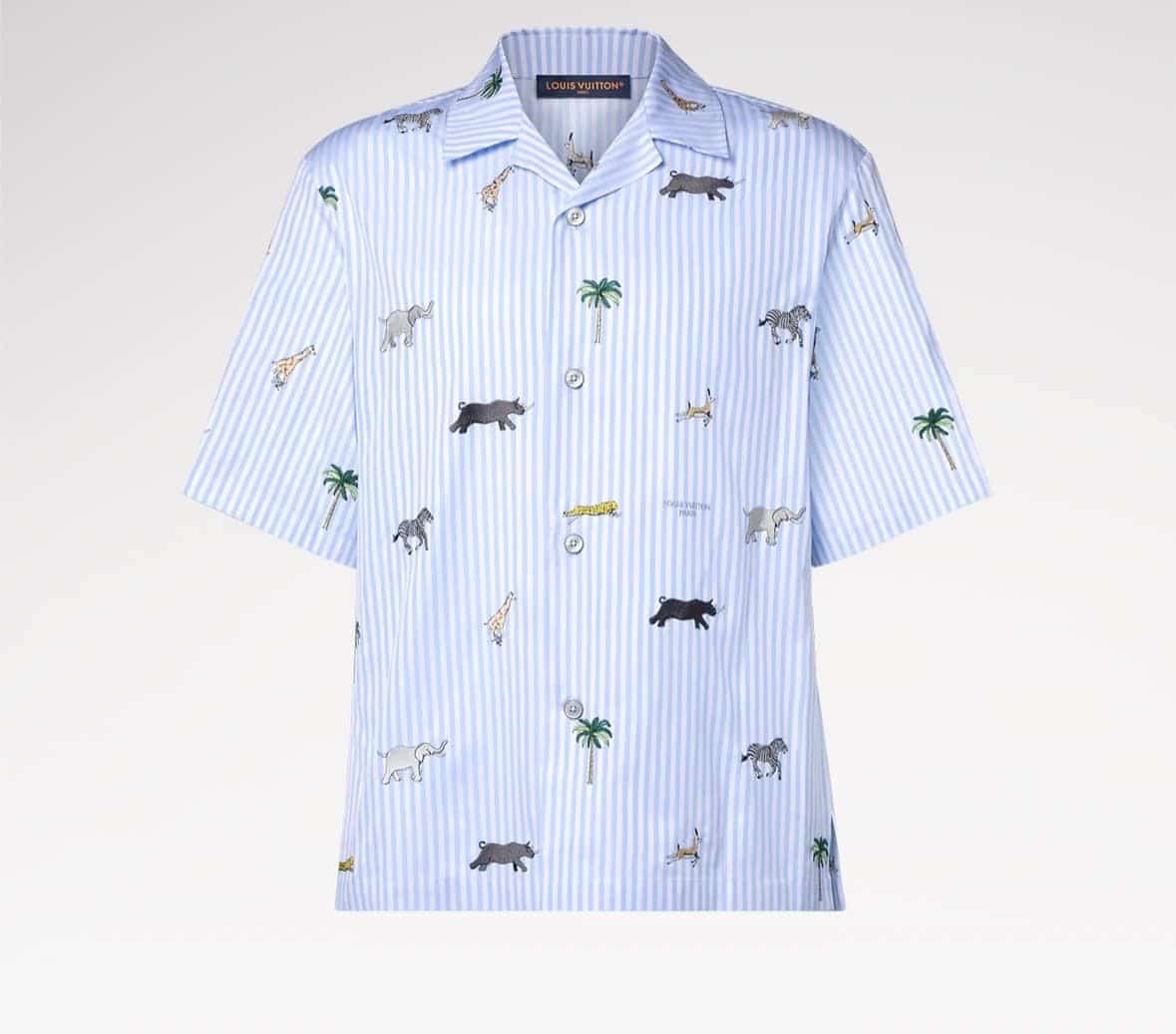 LV x The Darjeeling Limited Embroidered Striped Short-Sleeved Shirt