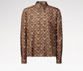 Monogram Printed Long-Sleeved Silk Shirt