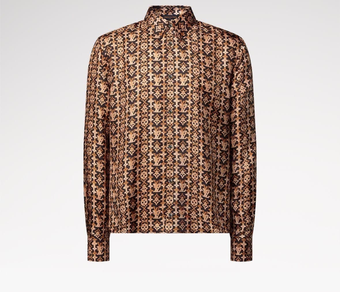 Monogram Printed Long-Sleeved Silk Shirt
