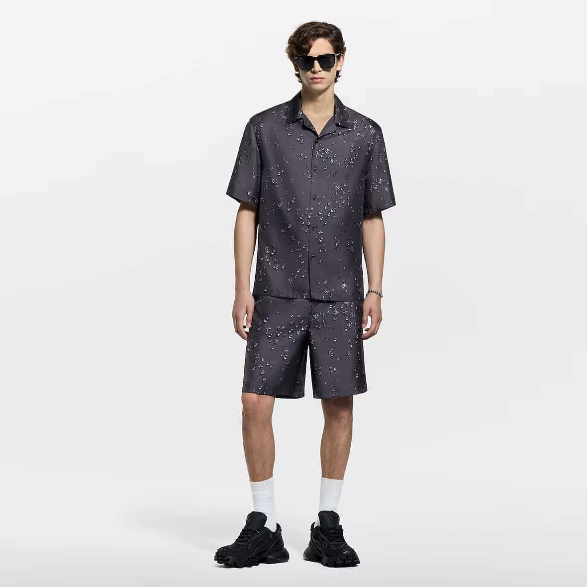 Monogram Short-Sleeved Silk Shirt