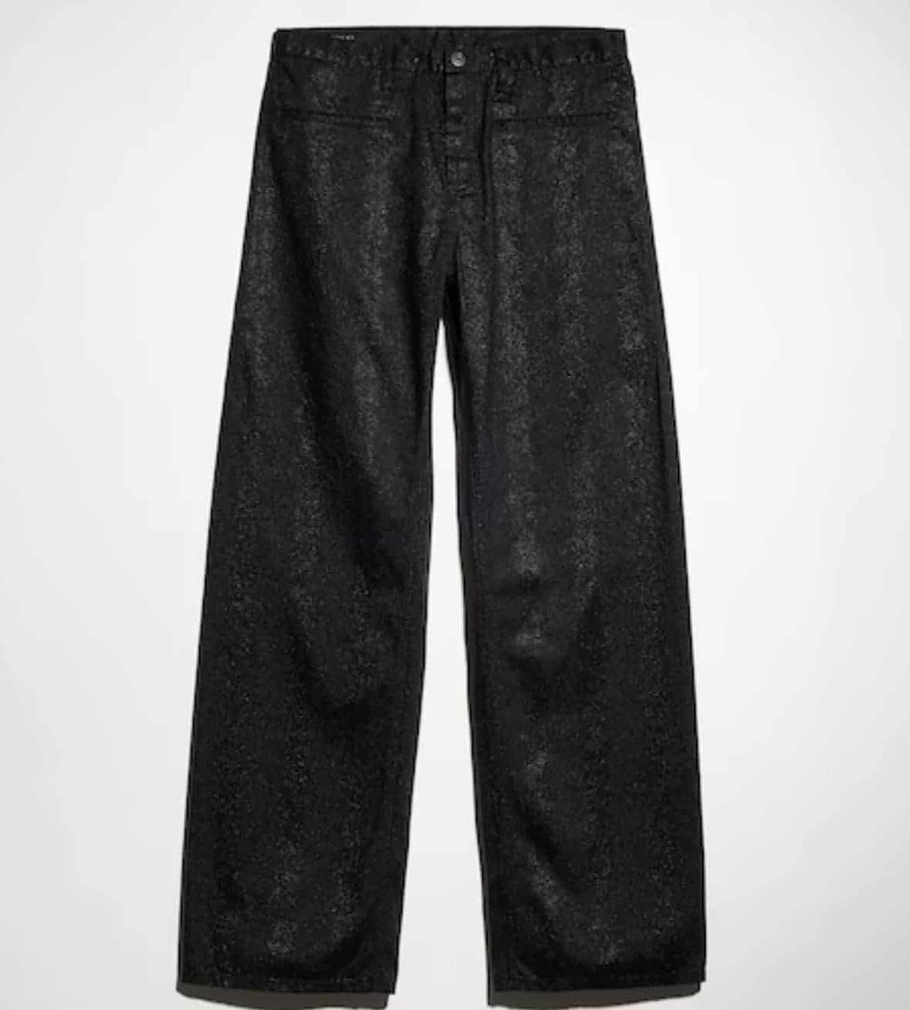 Printed cotton denim pants
