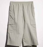 Nylon cargo pants with wrinkle effect