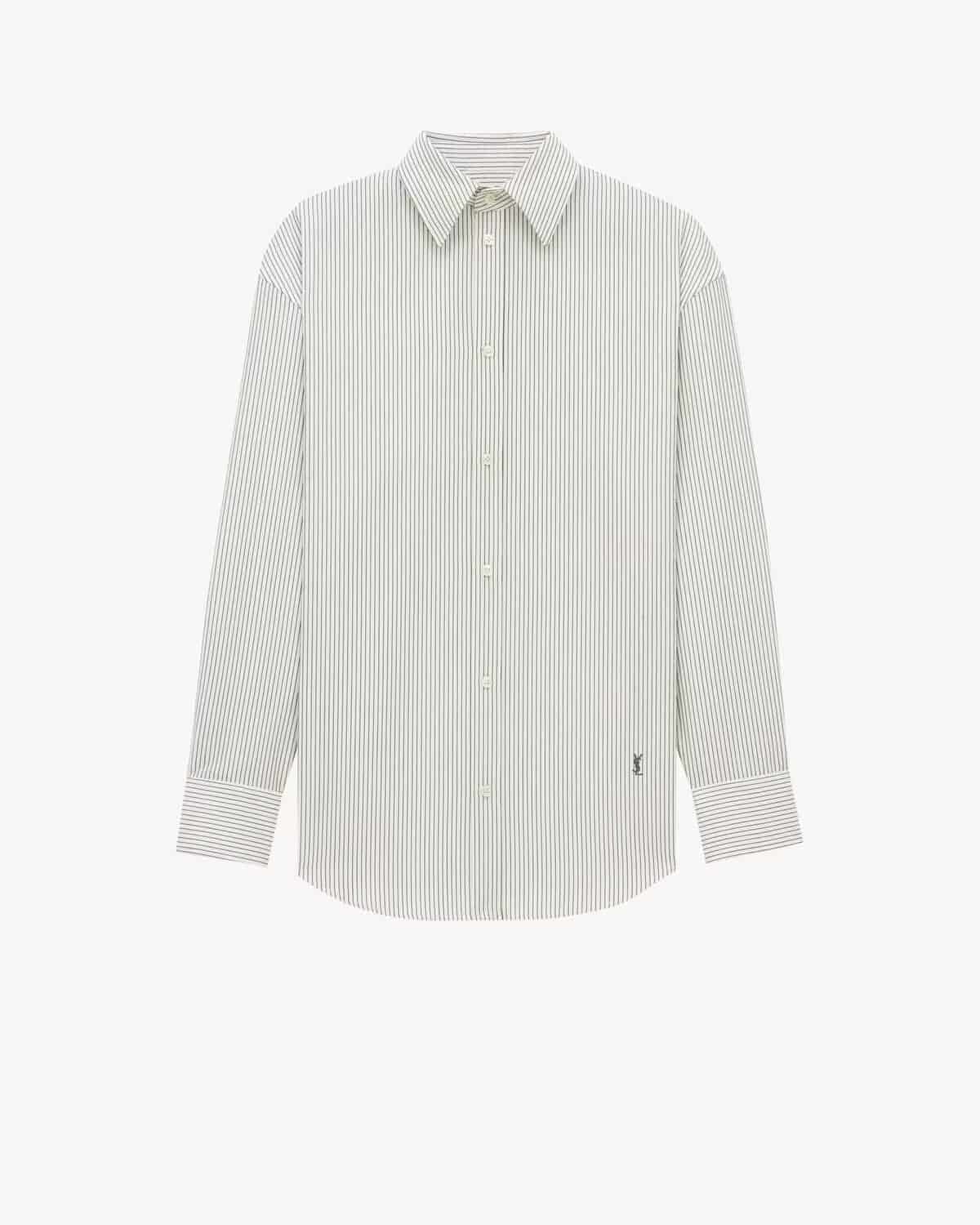 CASSANDRE SHIRT IN STRIPED COTTON POPLIN CRAIE NOIR