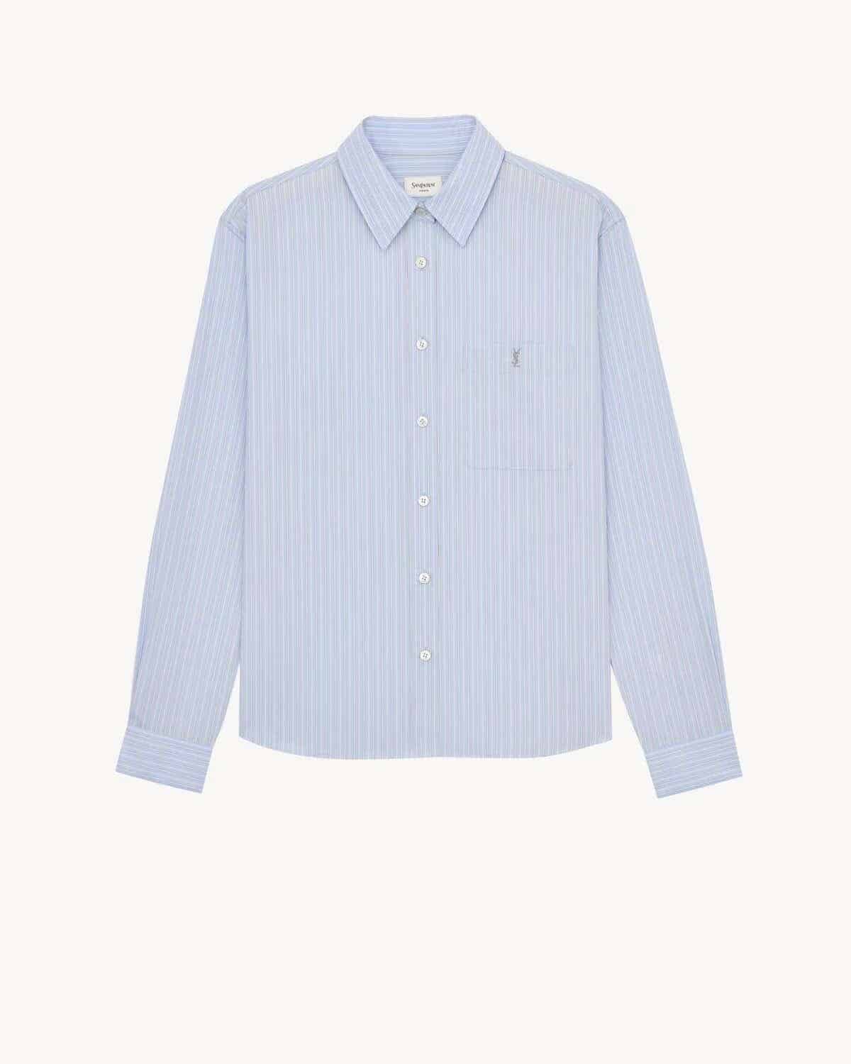 CASSANDRE SHIRT IN STRIPED COTTON POPLIN BLEU/GRIS