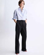 CASSANDRE SHIRT IN STRIPED COTTON POPLIN BLEU/GRIS