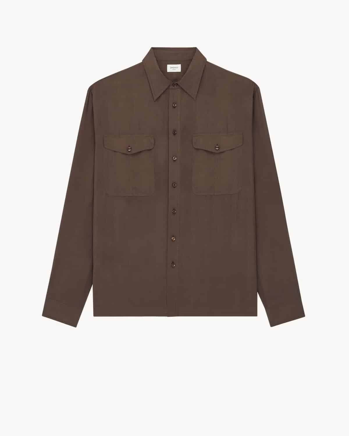 SHIRT IN SILK HABOTAI CHOCOLAT