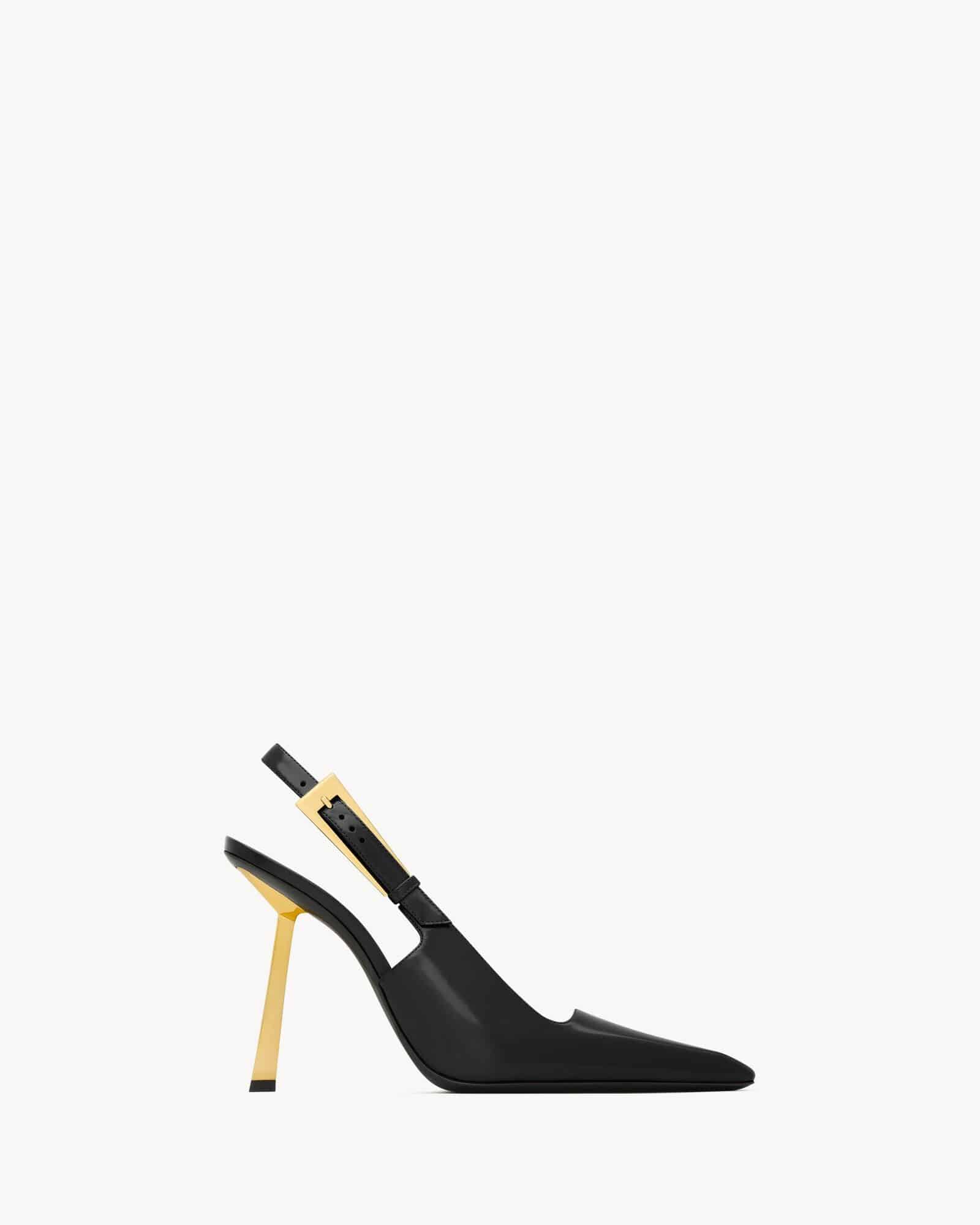LEE SLINGBACK PUMPS IN GLAZED LEATHER