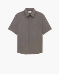 SHIRT IN CASSANDRE STRIPE SILK CREPE DE CHINE GRIS BLANC