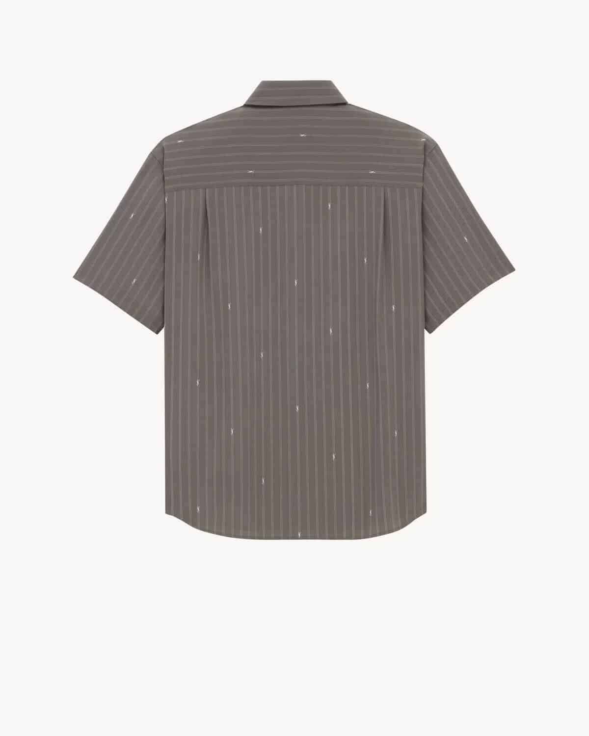 SHIRT IN CASSANDRE STRIPE SILK CREPE DE CHINE GRIS BLANC