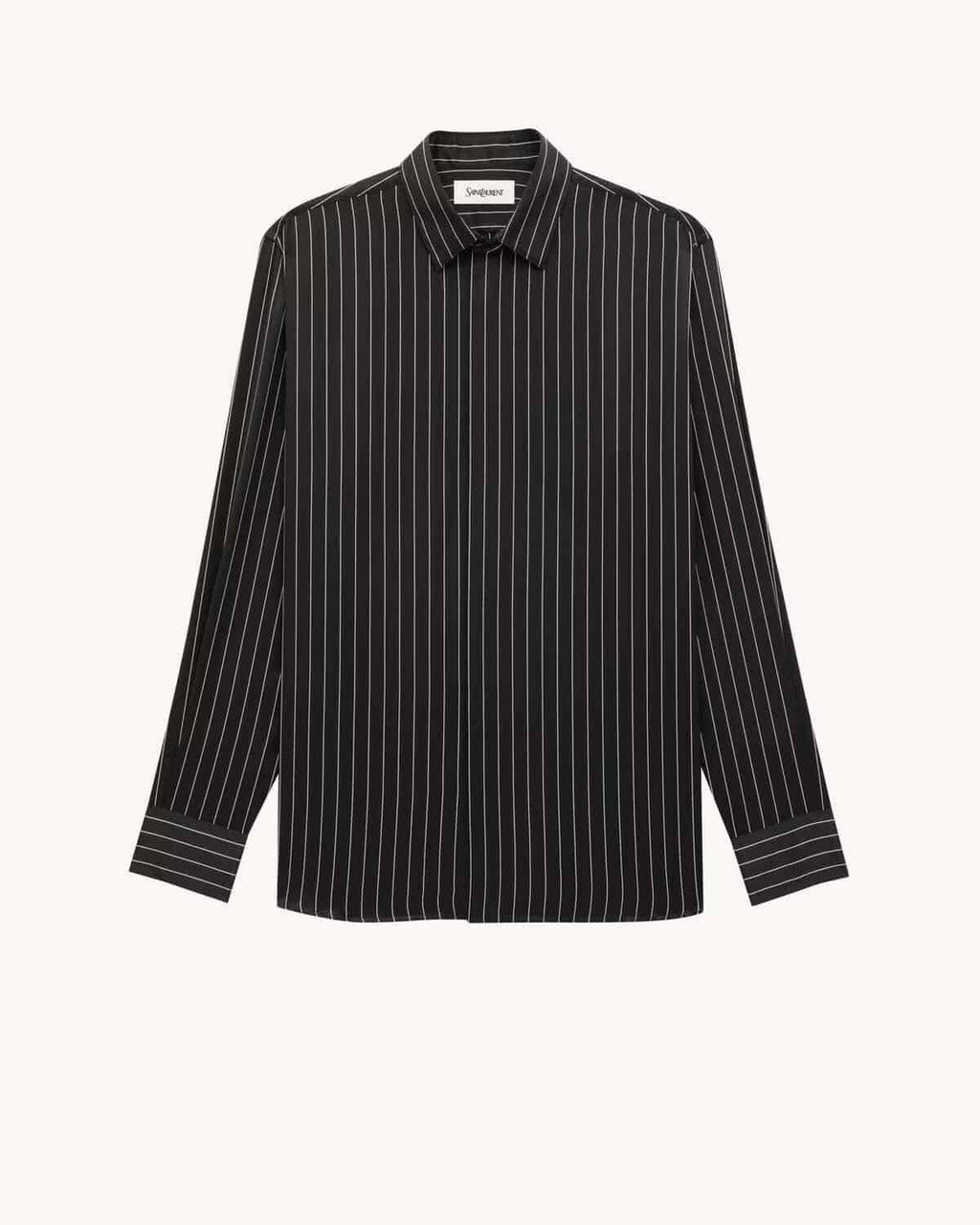 SHIRT IN STRIPED SILK SATIN BLACK CRAIE