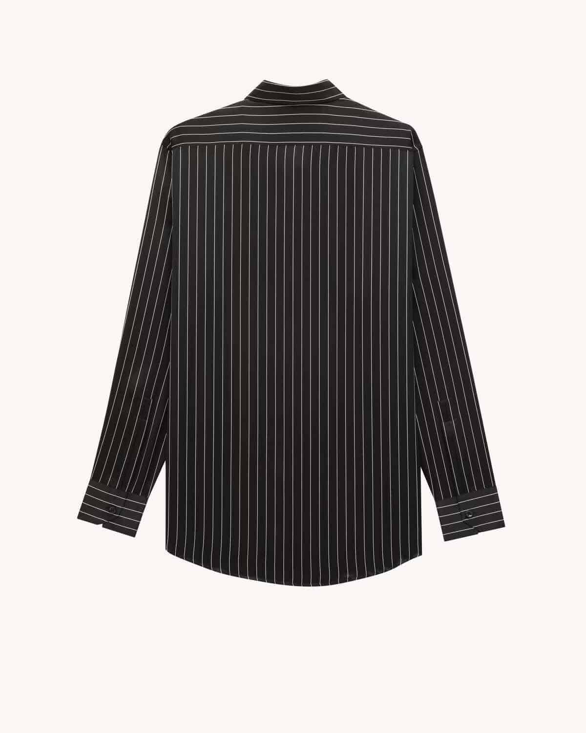 SHIRT IN STRIPED SILK SATIN BLACK CRAIE