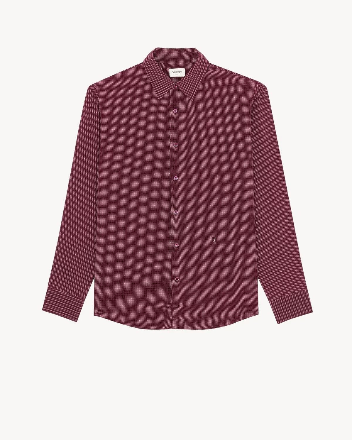 CASSANDRE DOTTED SHIRT IN CREPE DE CHINE BORDEAUX/CRAIE