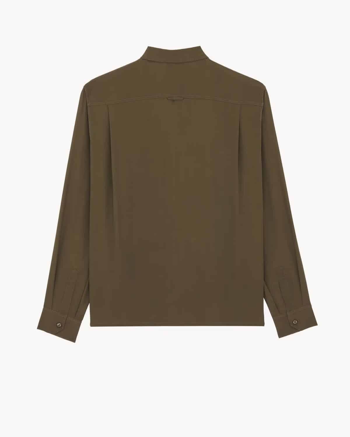 SHIRT IN SILK SATIN-BACK CREPE KAKI