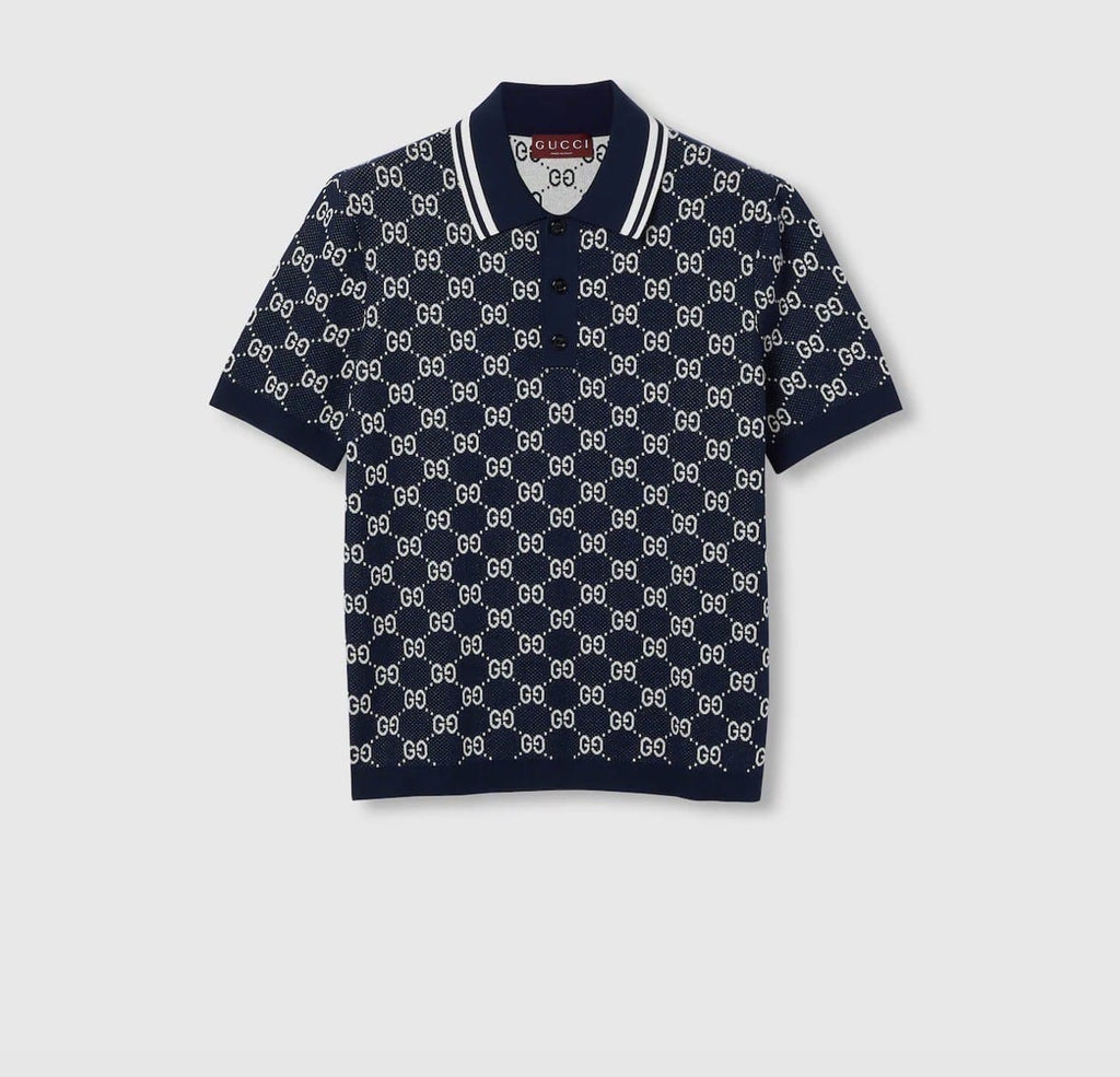 GG cotton knit jacquard polo shirt