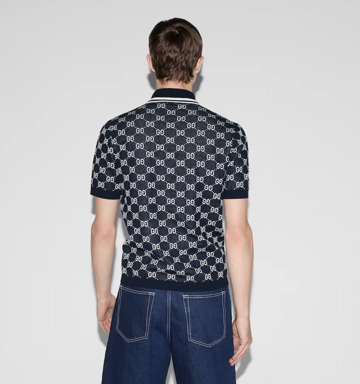 GG cotton knit jacquard polo shirt