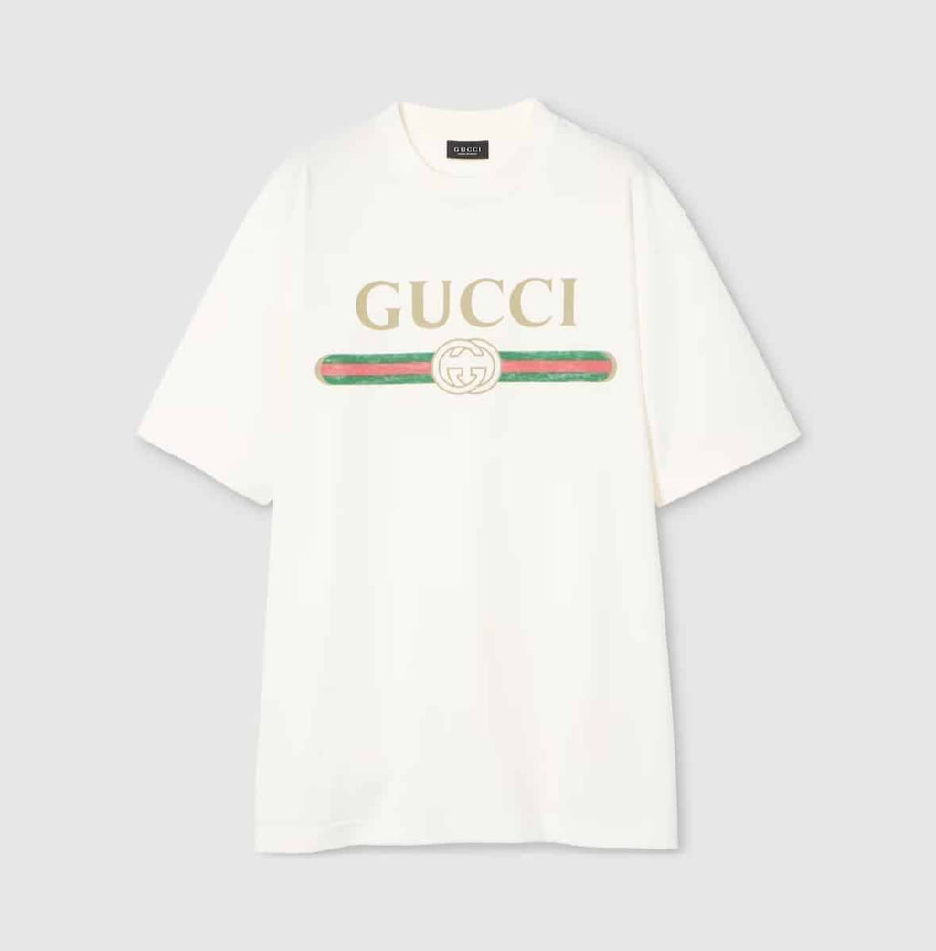 Cotton jersey and silk T-shirt with print