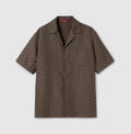 GG canvas linen blend bowling shirt