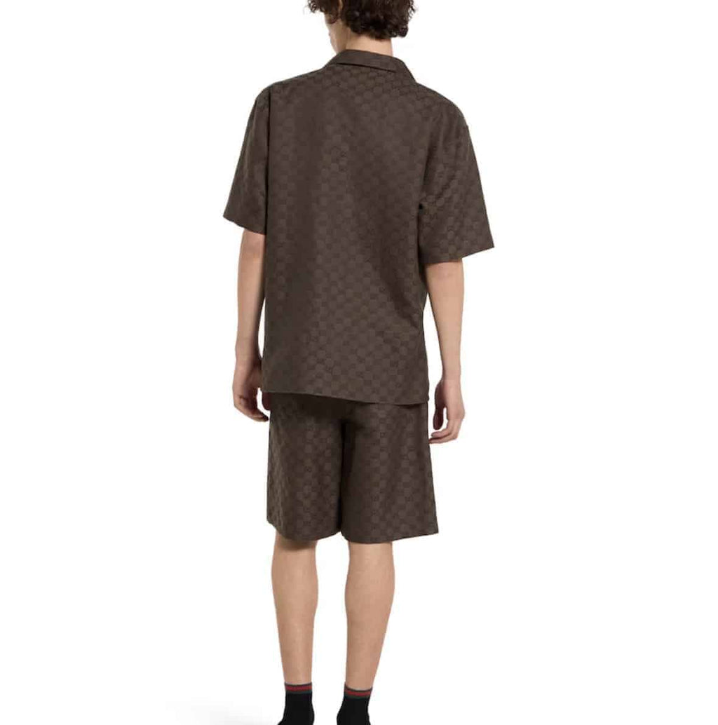 GG canvas linen blend bowling shirt