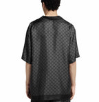 Printed silk twill bowling shirt