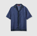 Printed silk twill bowling shirt