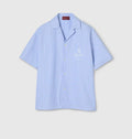 Thin striped cotton poplin bowling shirt