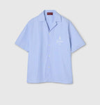 Thin striped cotton poplin bowling shirt