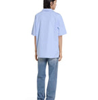 Thin striped cotton poplin bowling shirt