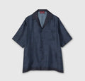 Printed silk twill bowling shirt