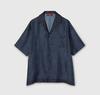 Printed silk twill bowling shirt