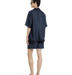 Printed silk twill bowling shirt