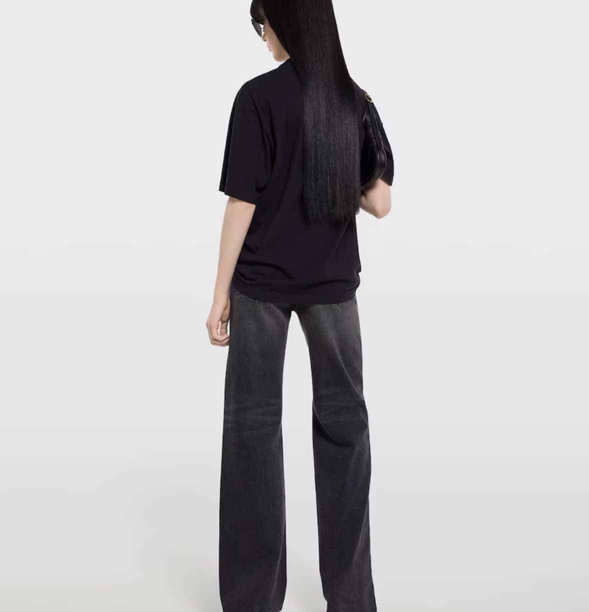 Cotton jersey and silk T-shirt with print