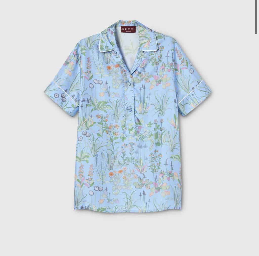 Printed silk twill shirt