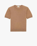 CREWNECK T-SHIRT IN CASHMERE, WOOL, AND SILK CAMEL CLAIR