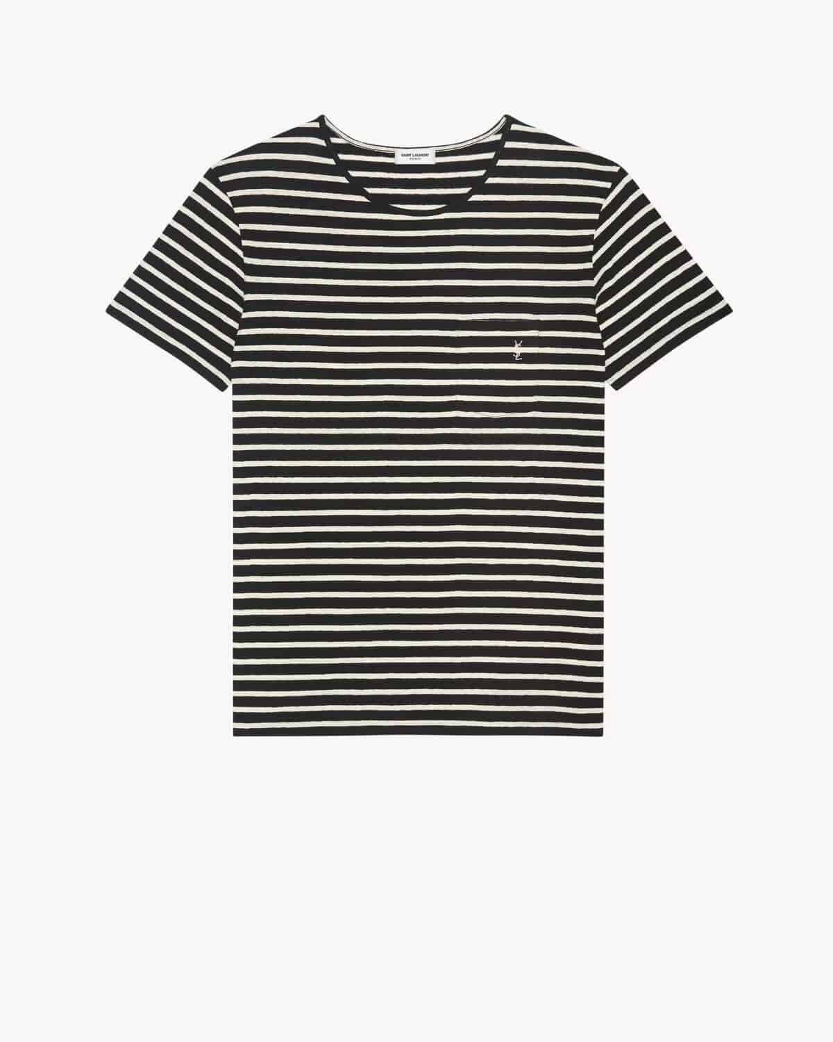 STRIPED CASSANDRE T-SHIRT IN JERSEY