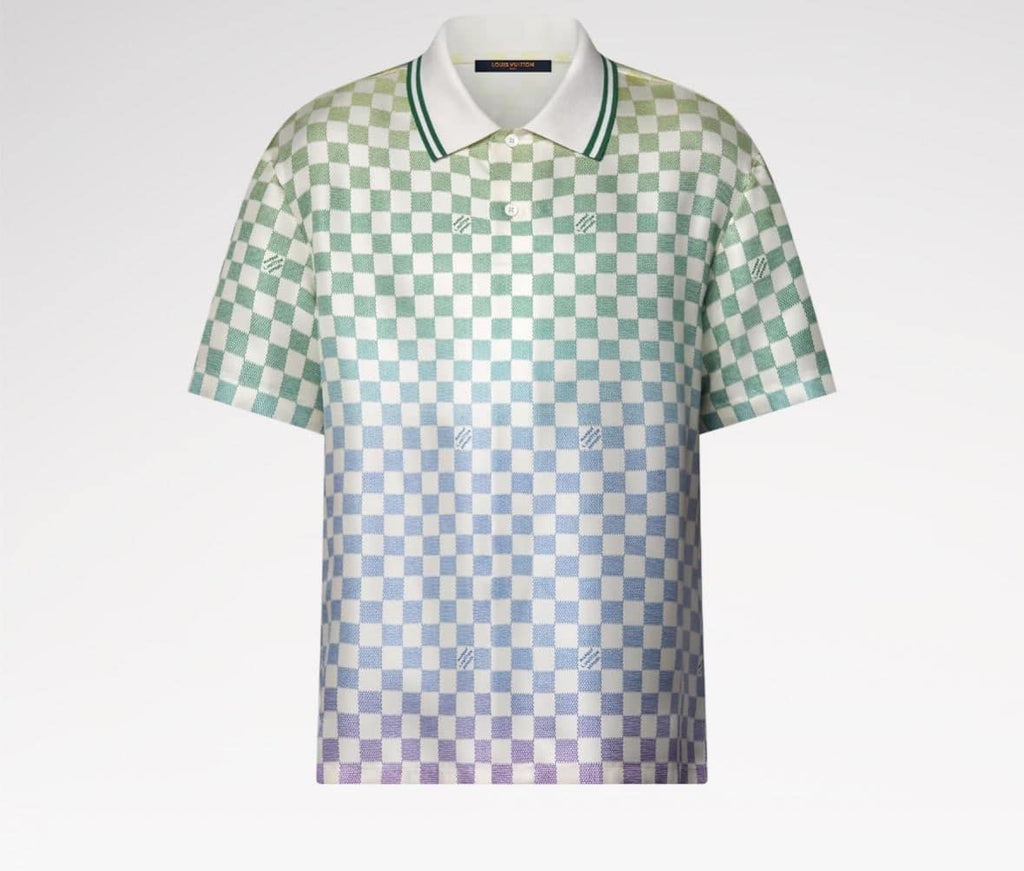 Damier Gradient Printed Silk Polo Shirt