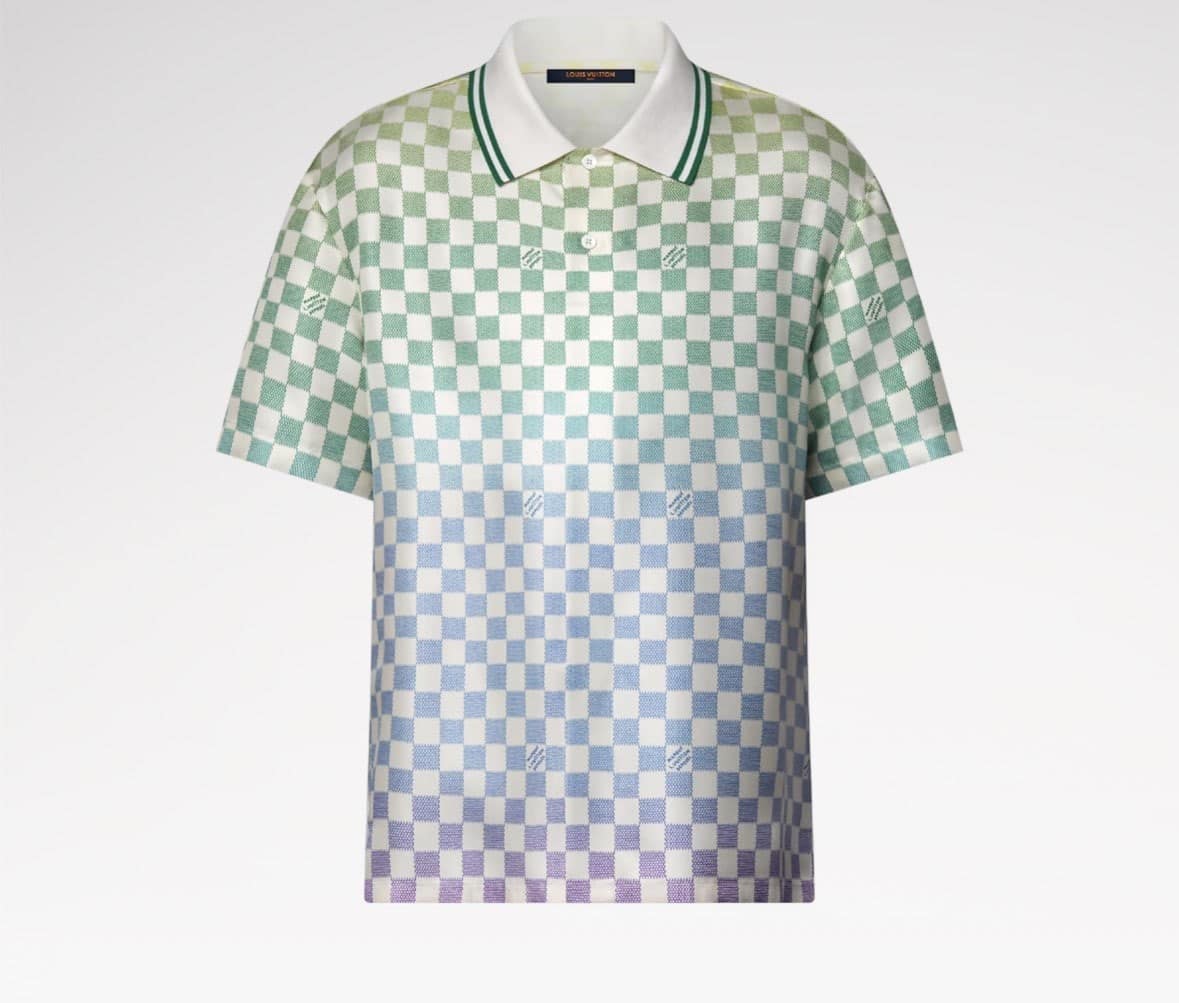 Damier Gradient Printed Silk Polo Shirt