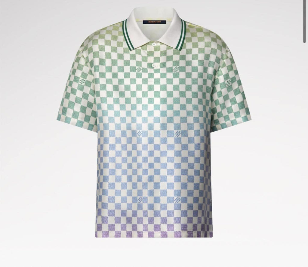 Damier Gradient Printed Silk Polo Shirt