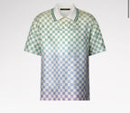 Damier Gradient Printed Silk Polo Shirt