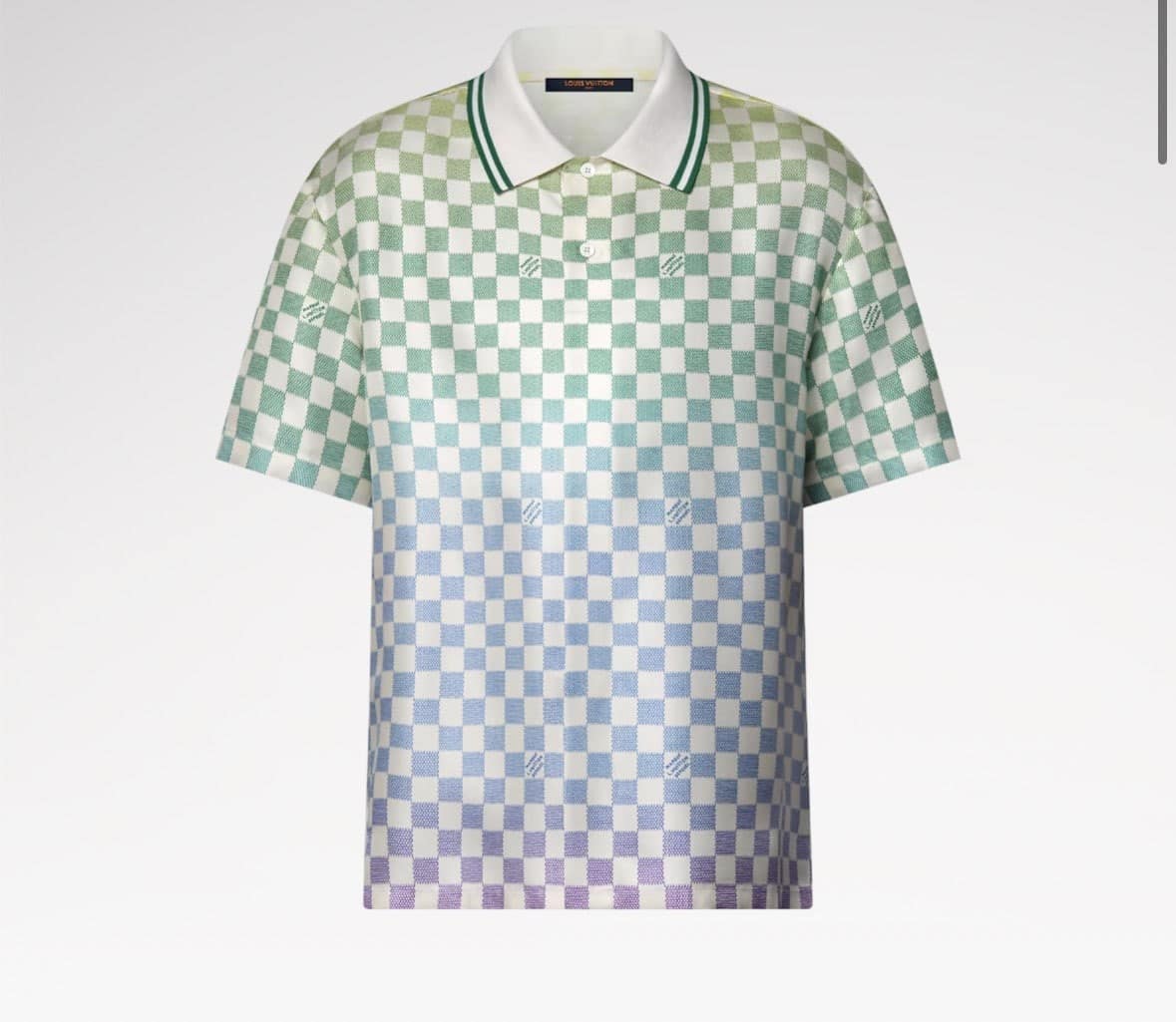 Damier Gradient Printed Silk Polo Shirt