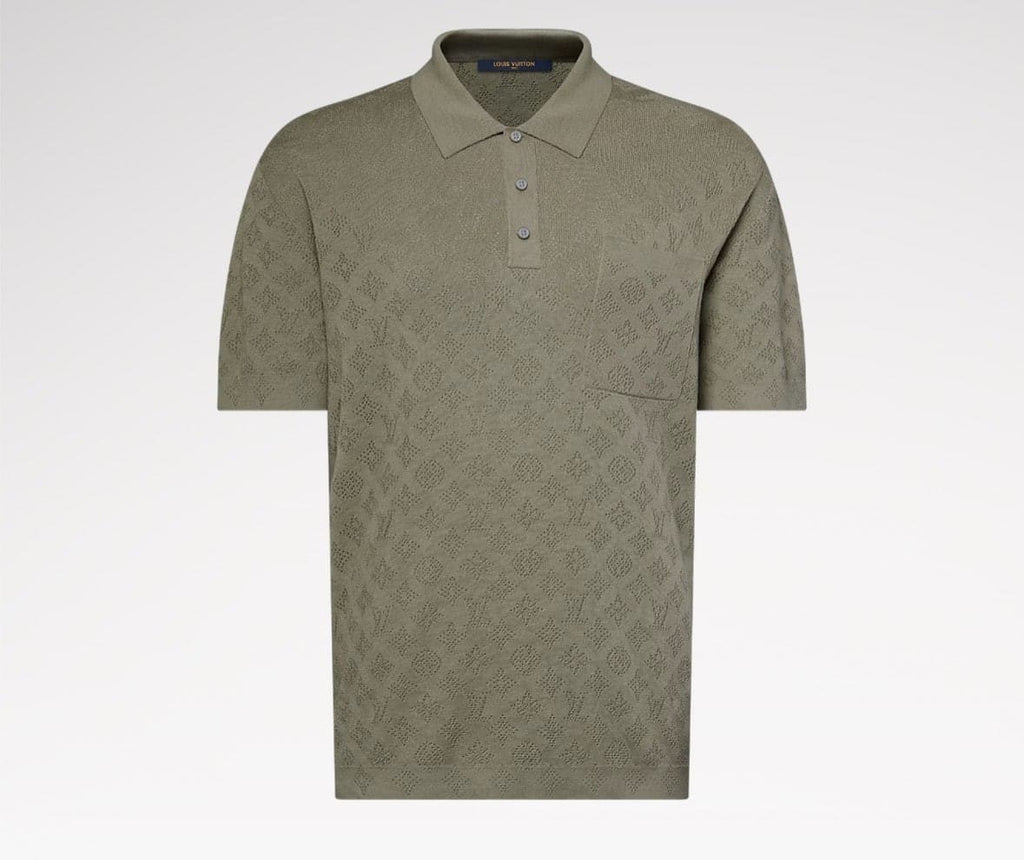 Monogram Pointelle Short-Sleeved Polo Shirt