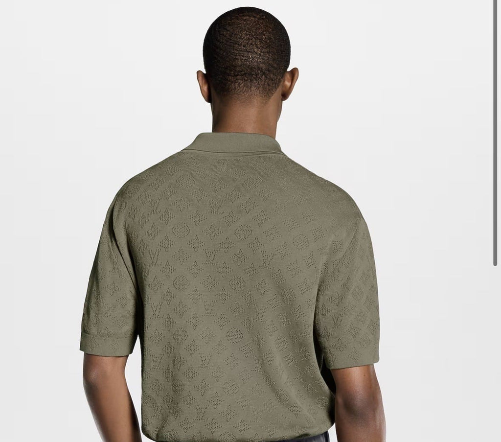 Monogram Pointelle Short-Sleeved Polo Shirt