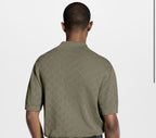 Monogram Pointelle Short-Sleeved Polo Shirt
