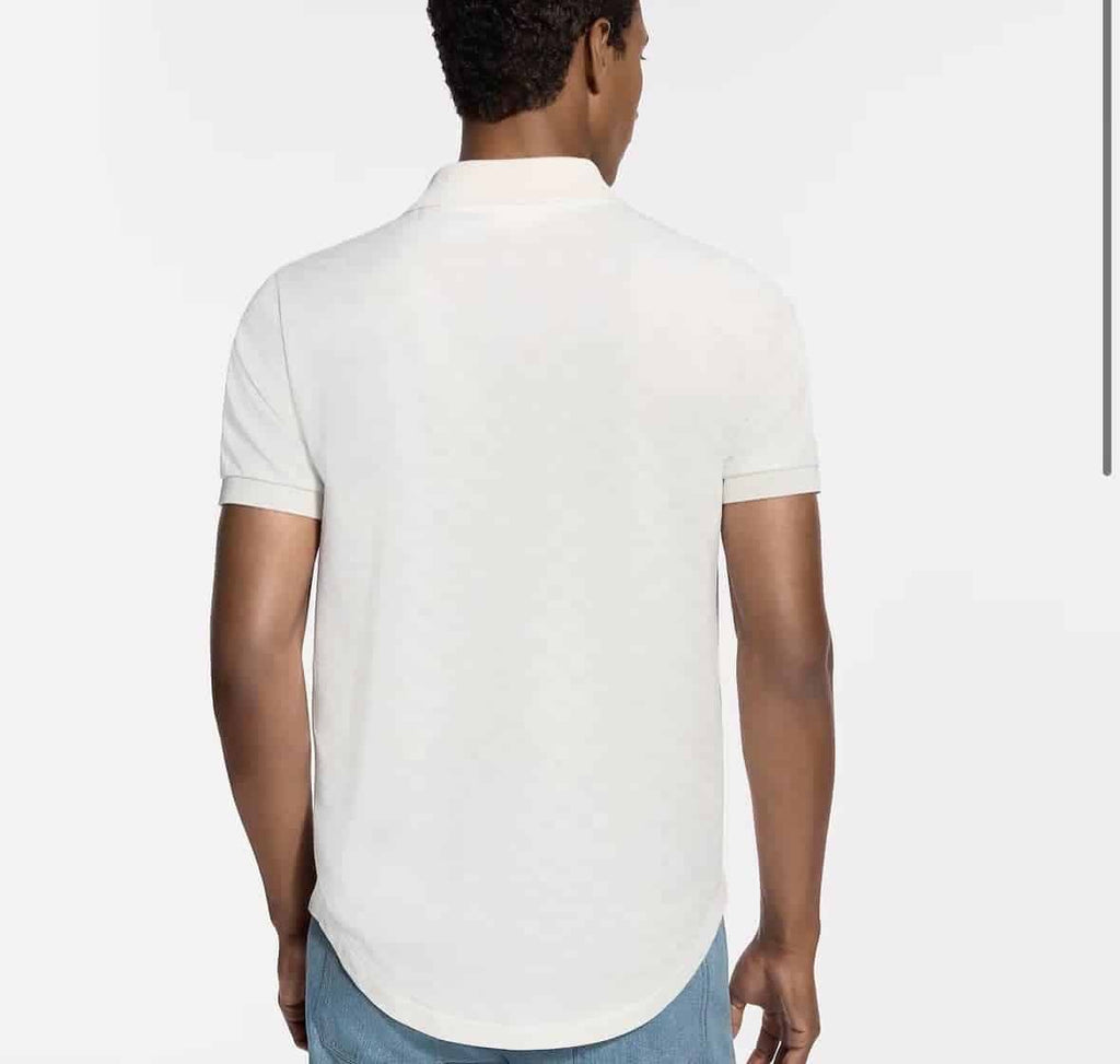 Silk-Cotton Damier Pique Polo Shirt