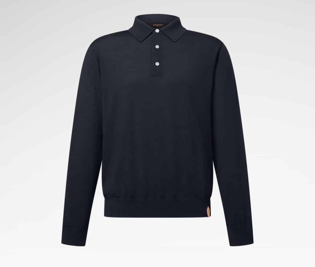 Wool-Silk Blend Long-Sleeved Polo Shirt