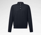 Wool-Silk Blend Long-Sleeved Polo Shirt