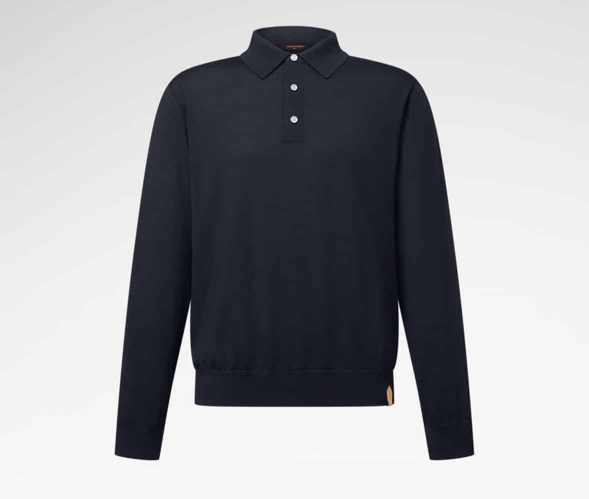 Wool-Silk Blend Long-Sleeved Polo Shirt