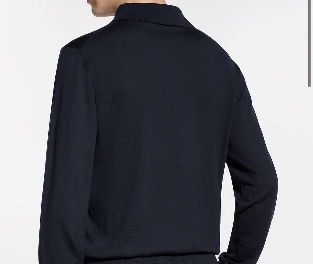 Wool-Silk Blend Long-Sleeved Polo Shirt